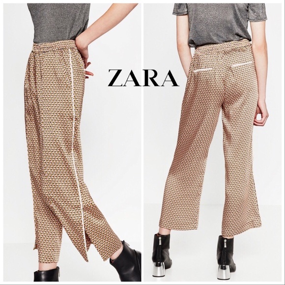 Zara Pants - Zara geo print split leg side stripe trousers - S
